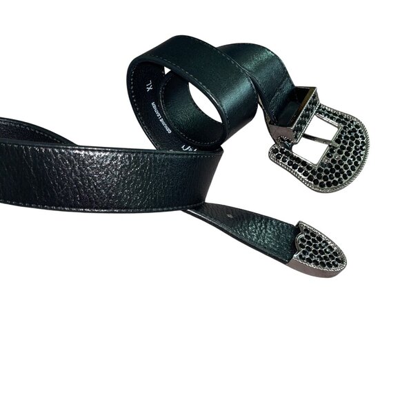 AL C Womens Belt Size XL Black Embellished Leather Western Buckle Casual main image 7